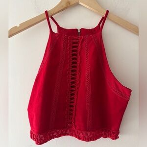 Free People High Neck Adorable Crochet Crop Top